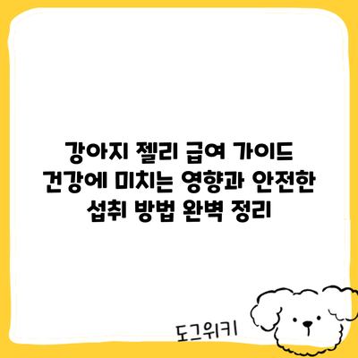 강아지 젤리 급여 가이드: 건강에 미치는 영향과 안전한 섭취 방법 완벽 정리