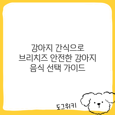 강아지 간식으로 브리치즈? 안전한 강아지 음식 선택 가이드