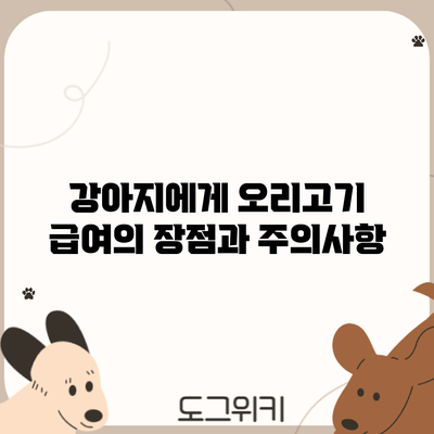 강아지에게 오리고기 급여의 장점과 주의사항