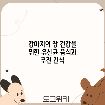 강아지의 장 건강을 위한 유산균 음식과 추천 간식