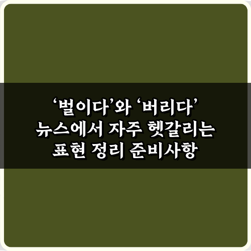 벌이다'와 '버리다' 뉴스에서 자주 헷갈리는 표현 정리 5가지 비법